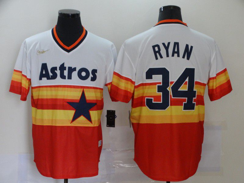 Men Houston Astros #34 Ryan Orange Throwback Nike MLB Jerseys